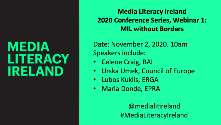 Media Literacy Monday - Webinar 1: MIL without Borders. Monday 2nd November at 10am.