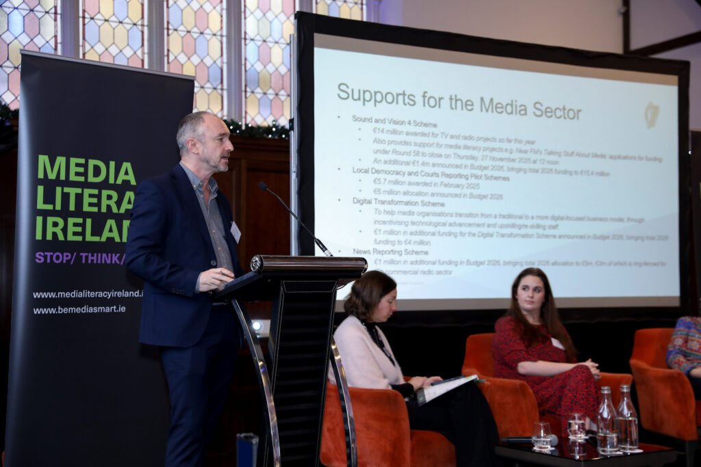 Photo of Paul Kilkenny, Senior Policy Analyst at the Department of Culture, Communications and Sport., at podium.