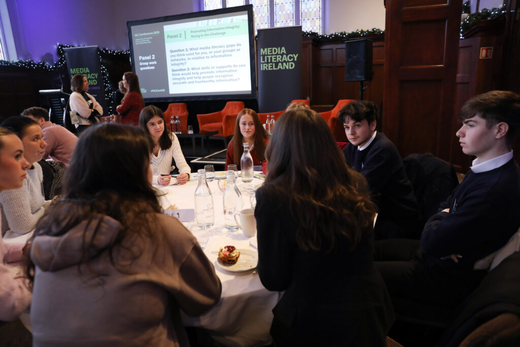 The Webwise youth panellists seated at round table.
